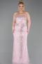 Long Powder Color Beaded Plus Size Evening Dress ABU6162