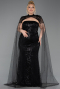 Long Black Beaded Plus Size Evening Dress ABU6162