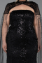 Long Black Beaded Plus Size Evening Dress ABU6162