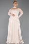 Beige Long Dantelle Plus Size Evening Dress ABU5657