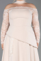 Beige Long Dantelle Plus Size Evening Dress ABU5657