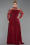 Burgundy Long Dantelle Plus Size Evening Dress ABU5657