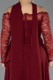 Burgundy Long Dantelle Plus Size Evening Dress ABU5657