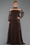 Brown Long Dantelle Plus Size Evening Dress ABU5657