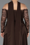 Brown Long Dantelle Plus Size Evening Dress ABU5657