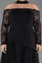 Long Black Dantelle Plus Size Evening Dress ABU5657