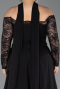 Long Black Dantelle Plus Size Evening Dress ABU5657
