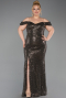 Long Olive Drab Scaly Plus Size Evening Gown ABU6098