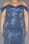 Long Indigo Scaly Plus Size Evening Gown ABU6098
