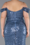 Long Indigo Scaly Plus Size Evening Gown ABU6098