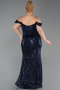 Long Navy Blue Scaly Plus Size Evening Gown ABU6098