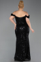 Long Black Scaly Plus Size Evening Gown ABU6098