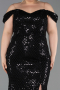 Long Black Scaly Plus Size Evening Gown ABU6098