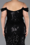 Long Black Scaly Plus Size Evening Gown ABU6098