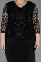 Midi Black Scaly Plus Size Cocktail Dress ABK2631