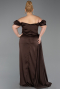 Brown Long Satin Plus Size Evening Dress ABU1626