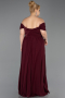 Burgundy Boat Neck Long Chiffon Plus Size Prom Dress ABU3738
