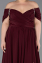 Burgundy Boat Neck Long Chiffon Plus Size Prom Dress ABU3738