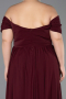 Burgundy Boat Neck Long Chiffon Plus Size Prom Dress ABU3738