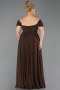 Brown Boat Neck Long Chiffon Plus Size Prom Dress ABU3738