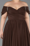 Brown Boat Neck Long Chiffon Plus Size Prom Dress ABU3738