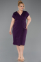Midi Dark Purple Plus Size Cocktail Dress ABK2614