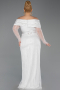 Long White Beaded Oversized Evening Dress ABU6187