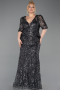 Long Anthracite Scaly Plus Size Evening Dress ABU6149