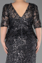 Long Anthracite Scaly Plus Size Evening Dress ABU6149