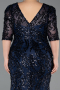 Long Navy Blue Scaly Plus Size Evening Dress ABU6149