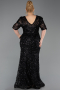 Long Black Scaly Plus Size Evening Dress ABU6149