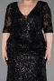 Long Black Scaly Plus Size Evening Dress ABU6149