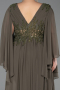 Olive Drab Long Chiffon Plus Size Evening Dress ABU4638