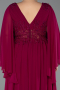 Cherry Colored Long Chiffon Plus Size Evening Dress ABU4638