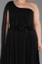 Long Black Chiffon Plus Size Evening Dress ABU6136
