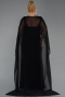 Black Long Chiffon Plus Size Evening Dress ABU6071