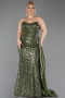 Long Olive Drab Scaly Plus Size Engagement Dress ABU6174