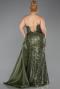 Long Olive Drab Scaly Plus Size Engagement Dress ABU6174