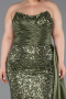 Long Olive Drab Scaly Plus Size Engagement Dress ABU6174