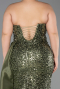 Long Olive Drab Scaly Plus Size Engagement Dress ABU6174