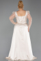Beige Long Beaded Plus Size Engagement Dress ABU4761