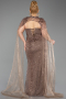 Long Copper Beaded Plus Size Evening Dress ABU6162