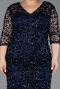 Midi Navy Blue Scaly Plus Size Evening Gown ABK2630