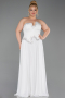 Long White Chiffon Plus Size Evening Dress ABU6189