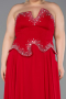 Long Red Chiffon Plus Size Evening Dress ABU6189