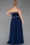 Long Navy Blue Chiffon Plus Size Evening Dress ABU6189