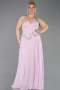 Long Powder Color Chiffon Plus Size Evening Dress ABU6189