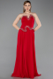Long Red Chiffon Evening Dress ABU6188