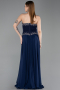 Long Navy Blue Chiffon Evening Dress ABU6188