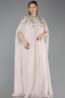 Long Beige Chiffon Plus Size Evening Gown ABU6175